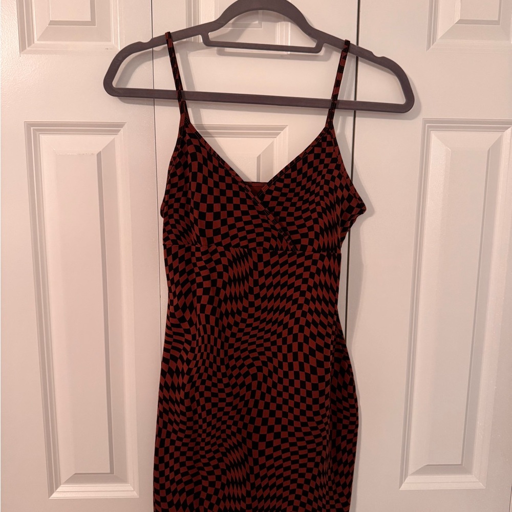 Wild Fable Brown and black checkered mini dress
